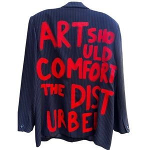 Art Should Comfort The Disturbed Hand-Painted Blazer